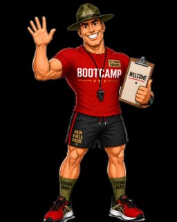 Gunny Bridges holding a WELCOME clipboard